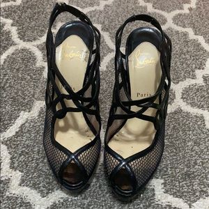 Christian louboutin platform mesh sling back pump